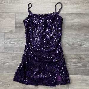 wild fable Purple Sequin Spaghetti Strap Mini Dress